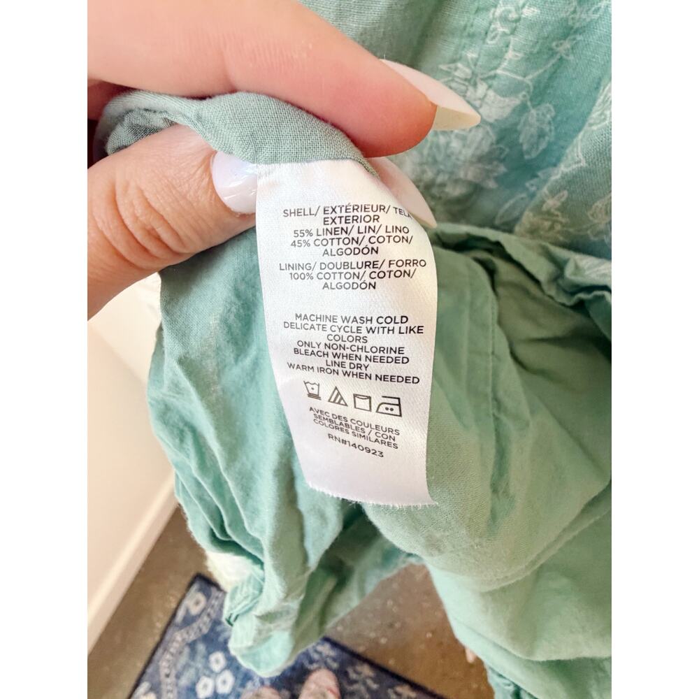 The Loft Cotton Blend Midi Dress Teal and White Floral Size 2 - Picture 8 of 11